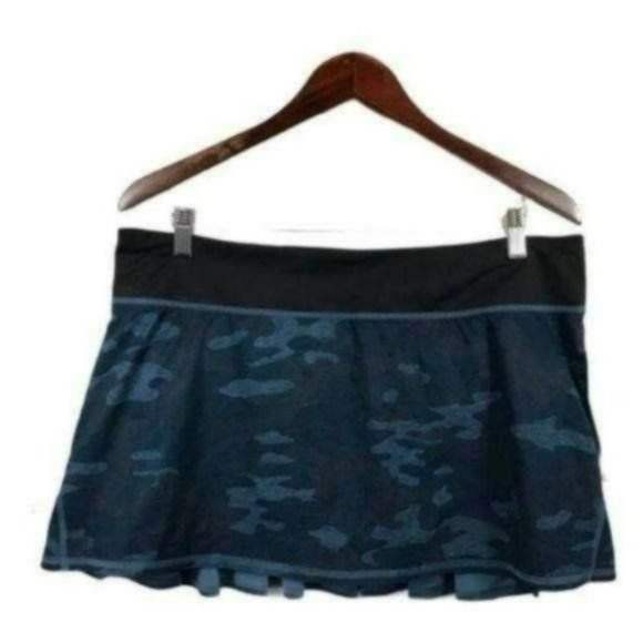 Lululemon Pace Setter Blue Camo Pleated Tennis Skirt, Size 12 Regular New - Picture 1 of 6